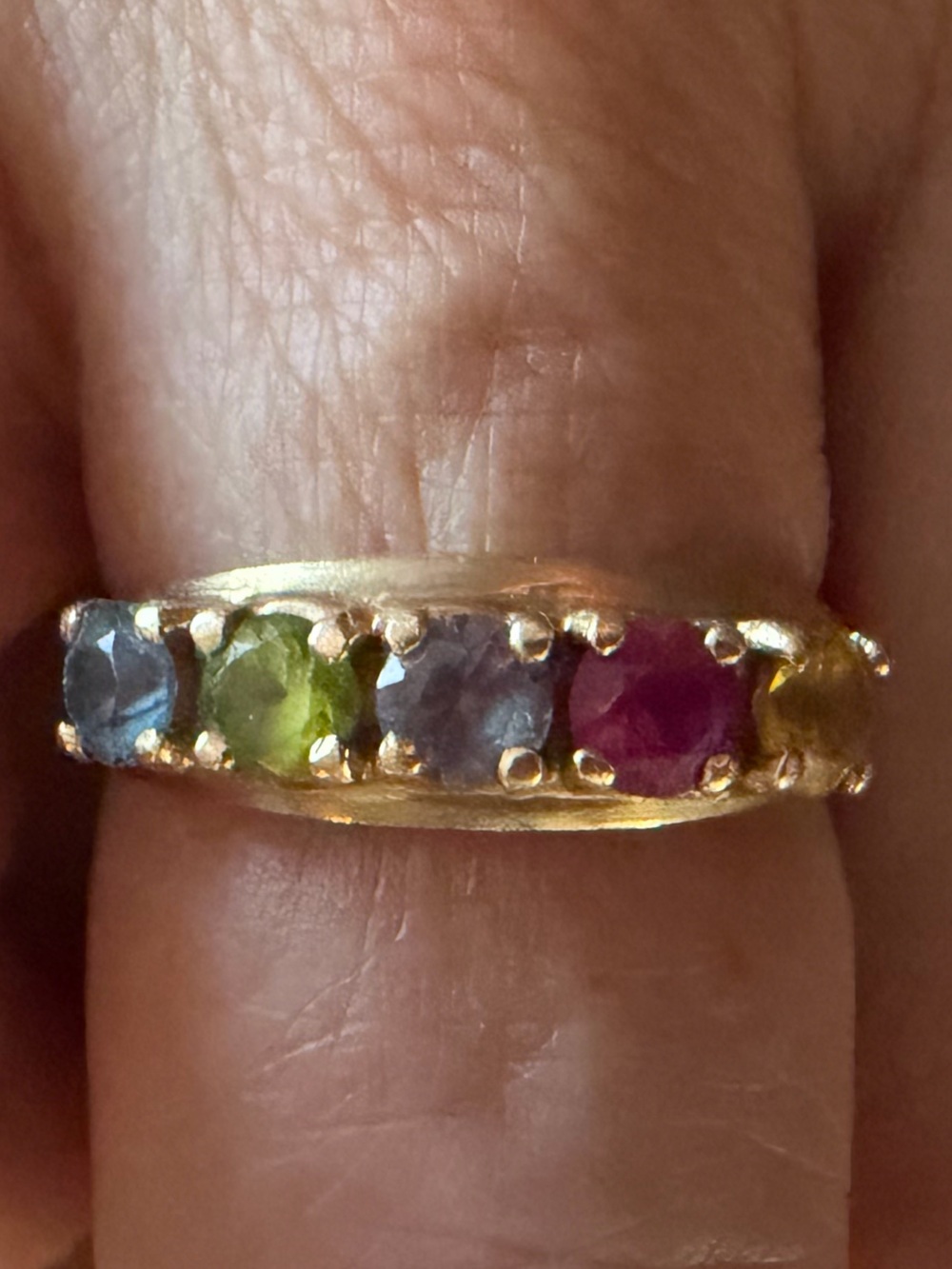Gorgeous 10k Gold Multicolor Gemstone Band Ring - Women Jewelry